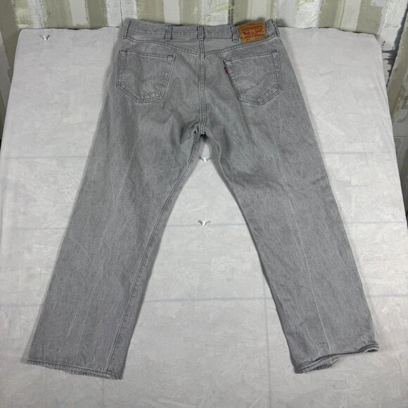 Levis 501 Mens Straight Leg Jeans Gray Button Fly 5-Pocket Outdoor Size 38x30 - Picture 2 of 16